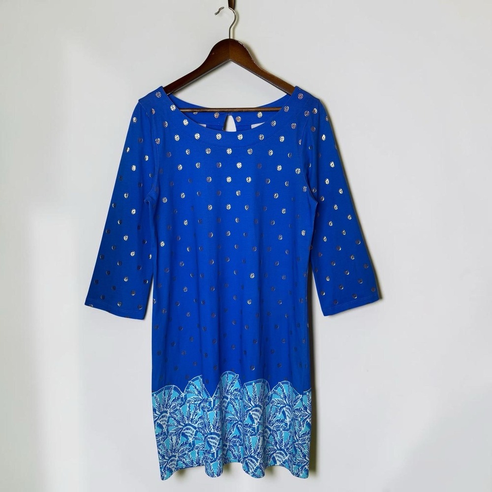 Lilly Pulitzer Bay Dress Shift Blue Grotto Squeeze Juice Engineered Resort Wear